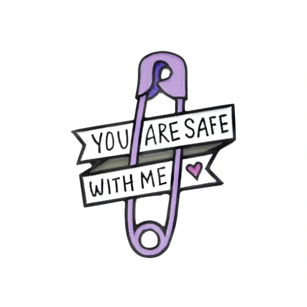 You Are Safe With Me Enamel Purple Enamel Stylish Pin Brooch‎ Badge